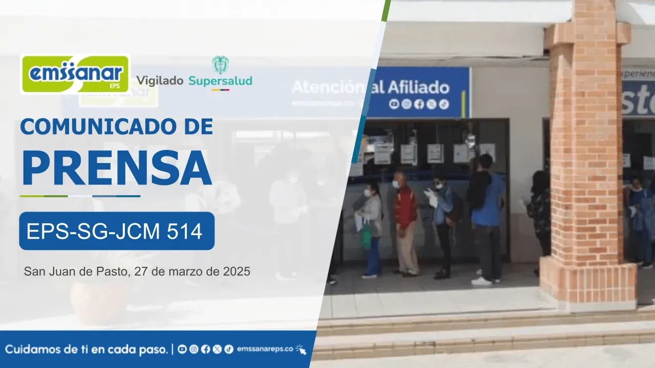 Emssanar EPS operará con normalidad los días 28 y 29 de mayo de 2025